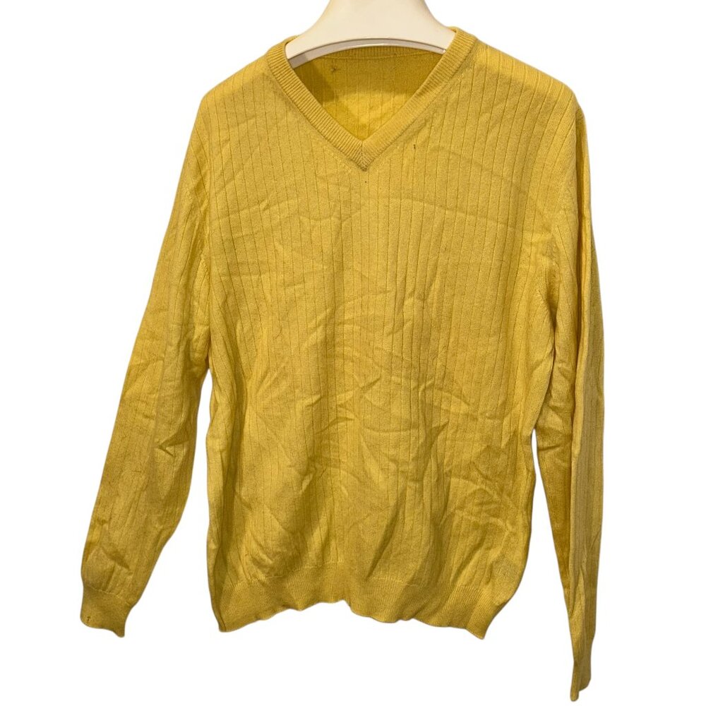 ralph lauren Purple Label Collection classic yellow 100% CASHMERE ribbed…